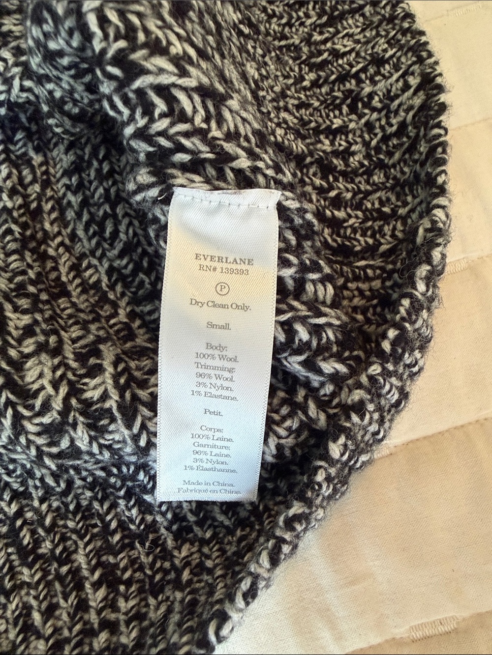 Everlane Black & White Marled Turtleneck Sweater (oversized) - Picture 3 of 4